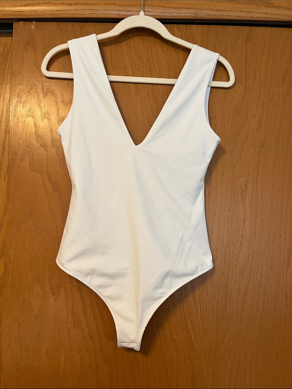 Free People White V-Neck Bodysuit